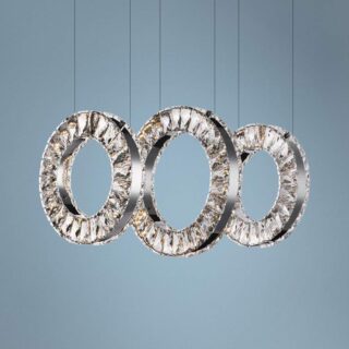 LED pendant light with a polished chrome finish.