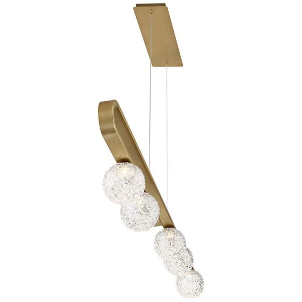 Clear glass pendant light with brushed gold finish